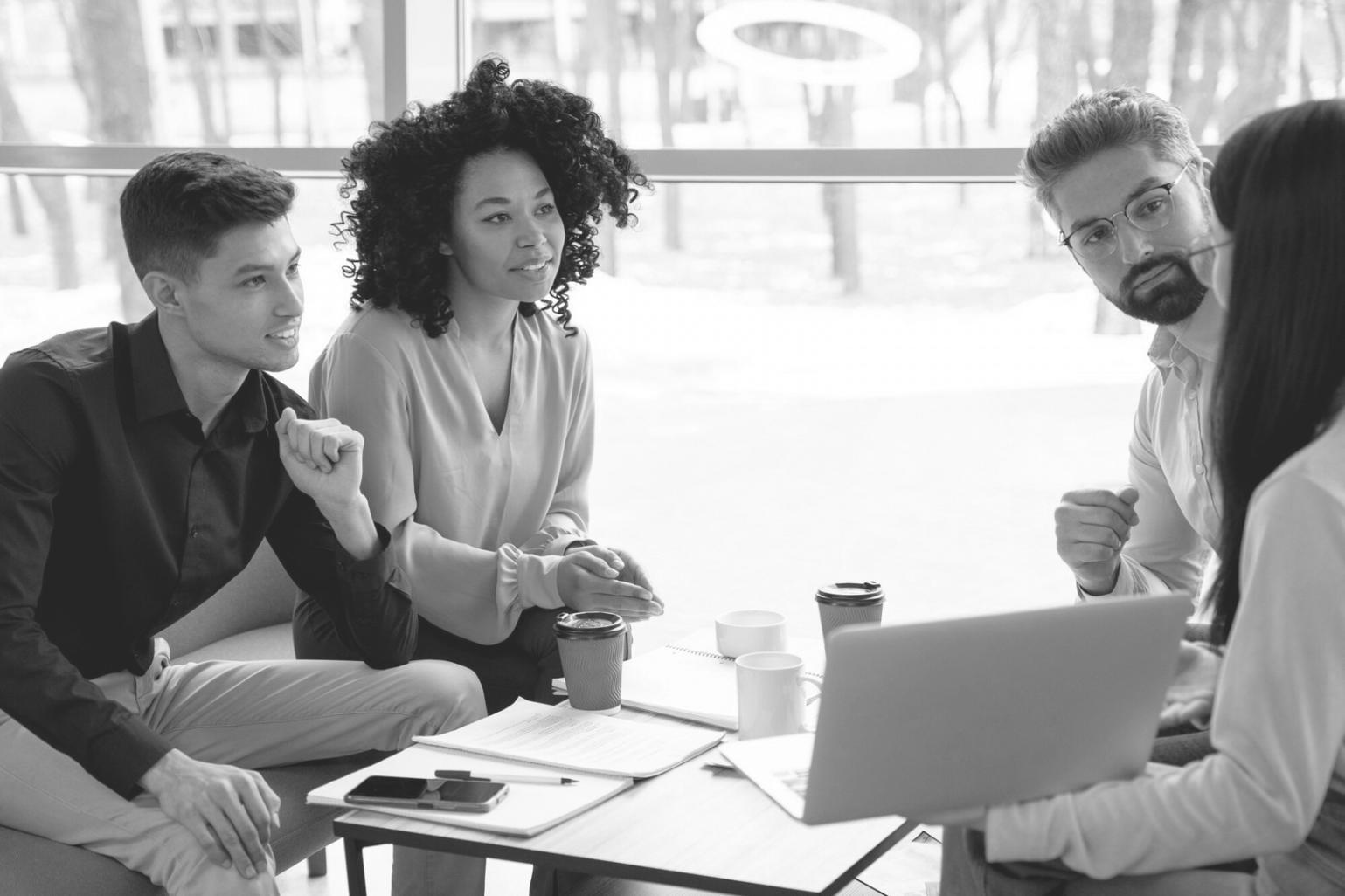 Professional business planning environment with financial documents and planning materials